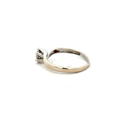 18ct white gold diamond ring in size N with sparkling diamonds, featuring a sleek, elegant design.