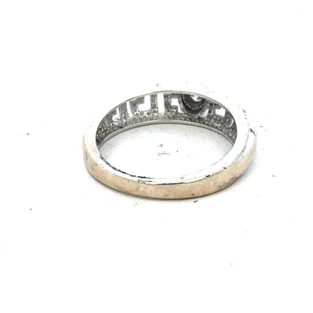 18ct white gold diamond ring in size N with sparkling diamonds, showcasing elegant jewelry craftsmanship.