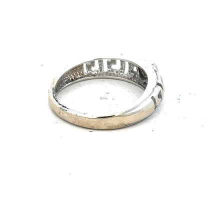 18ct white gold diamond ring in size N with a sparkling central diamond and delicate band, unbranded.