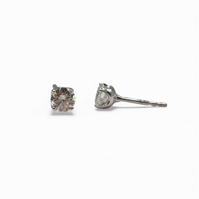 Pair of 18ct white gold diamond stud earrings with sparkling diamonds, designed for elegant everyday wear.