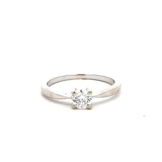 18ct white gold ring size J1/2 with a smooth polished band, unbranded, shown on a plain background.