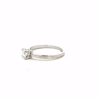 18ct white gold ring size J1/2 with a smooth band, unbranded jewelry piece displayed on a neutral background.