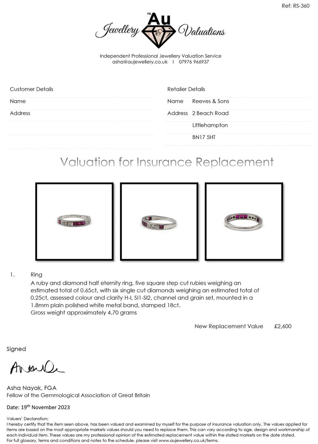 18ct white gold ruby and diamond half eternity ring with alternating gemstones, showcasing elegant design and sparkling accents.