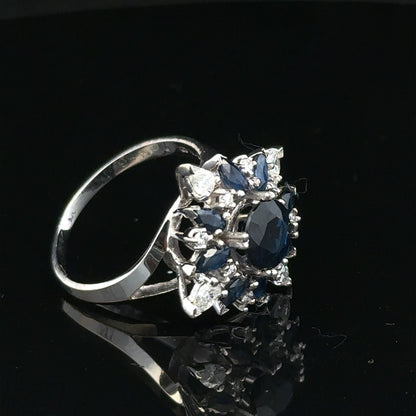 18ct white gold sapphire and diamond ring in size N1/2, featuring a sparkling sapphire and diamond accents on a sleek band.