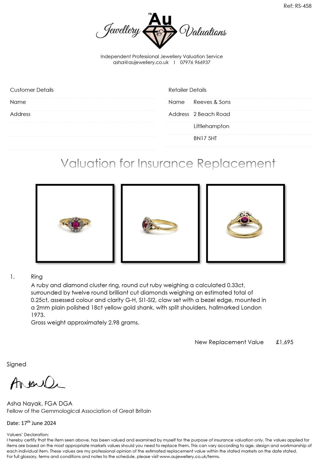 18ct yellow gold ring with a 0.33 carat ruby and 1/4 carat diamond, showcasing a fine and elegant jewelry design.