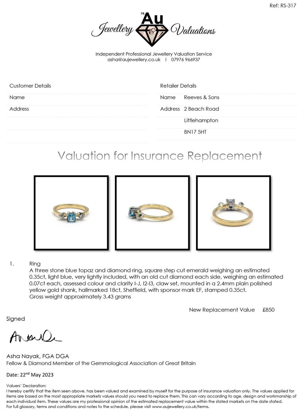18ct yellow gold ring with a 0.35 carat topaz and 0.14 carat diamond accents, featuring a classic design.