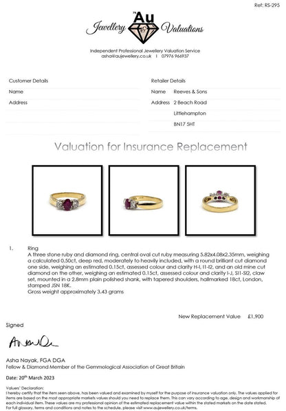 18ct yellow gold ring with a half-carat ruby and 0.30-carat diamonds, featuring a elegant design by an unbranded jewelry brand.