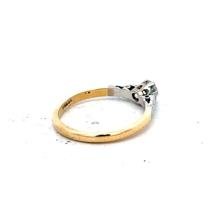 18ct yellow gold and platinum diamond ring in size M, featuring a detailed band with sparkling diamonds.