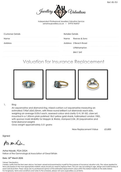 18ct yellow gold aquamarine and diamond ring with a central aquamarine gemstone and diamond accents, unbranded jewelry.
