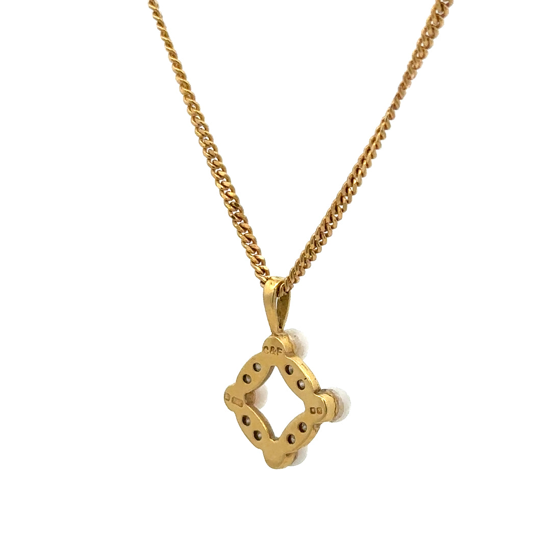 18ct yellow gold chain with pendant, unbranded, showing a delicate gold pendant and chain weight of 4.3 grams.