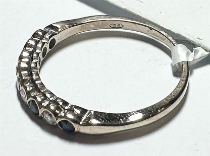 18ct yellow gold diamond and sapphire ring in size M, featuring a detailed design with sparkling gemstones.
