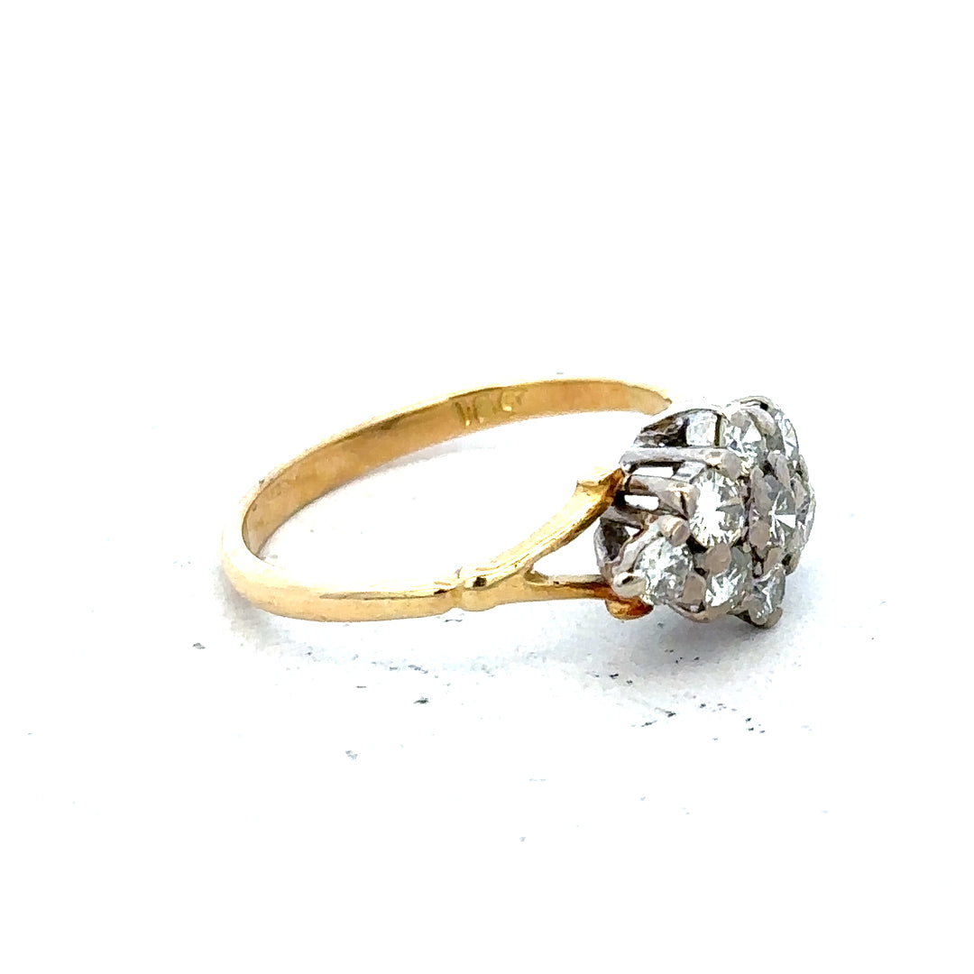 18ct yellow gold diamond cluster ring with multiple sparkling diamonds set in a classic design.