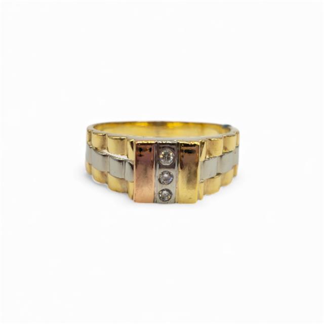 18ct yellow gold diamond ring with a simple band design, showcasing sparkling diamonds set in a classic style.