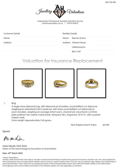 18ct yellow gold diamond ring with sparkling diamonds, showcasing elegant craftsmanship and classic design.