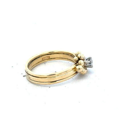 18ct yellow gold diamond ring in size I with sparkling diamonds, unbranded jewelry piece featuring intricate design.