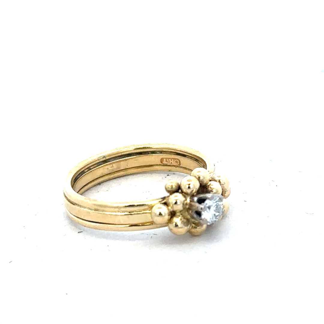 18ct yellow gold diamond ring in size I with sparkling diamonds, unbranded jewelry, elegant and classic design.