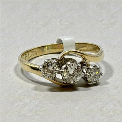18ct yellow gold diamond ring, size J, showcasing sparkling diamonds set in a sleek unbranded design.