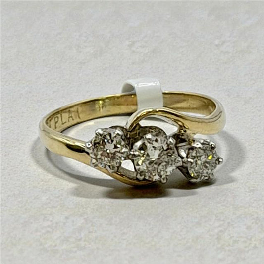 18ct yellow gold diamond ring, size J, showcasing sparkling diamonds set in a sleek unbranded design.
