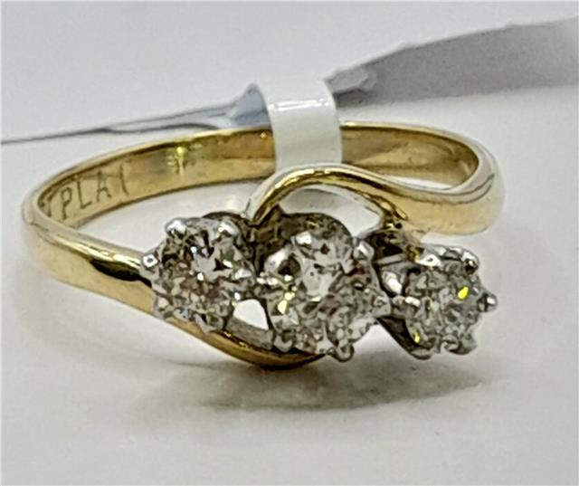 18ct yellow gold diamond ring with a size J, featuring sparkling diamonds, weighing 2.4g, unbranded, elegant jewelry accessory.