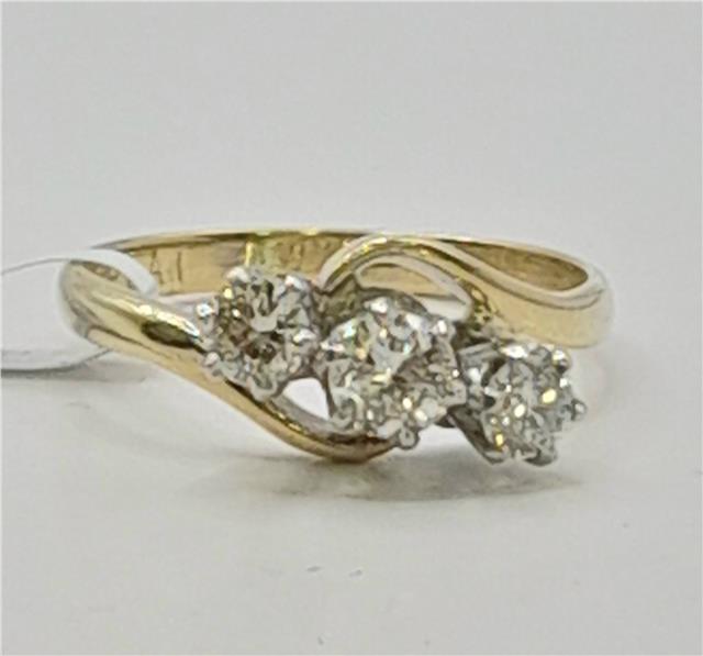 18ct yellow gold diamond ring, size J, crafted with sparkling diamonds and weighing 2.4g, unbranded jewelry piece.