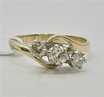 18ct yellow gold diamond ring, size J, crafted with sparkling diamonds and weighing 2.4g, unbranded jewelry piece.