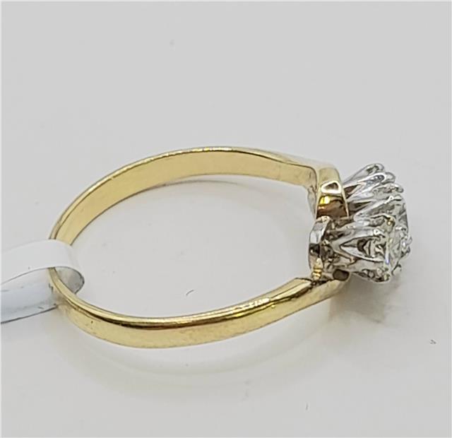 18ct yellow gold diamond ring in size J, unbranded, featuring a sparkling diamond setting and a weight of 2.4 grams.
