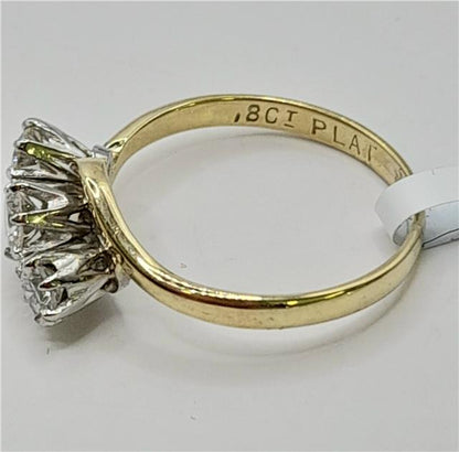 18ct yellow gold diamond ring, size J, featuring sparkling diamonds, weighs 2.4g, unbranded jewelry accessory.