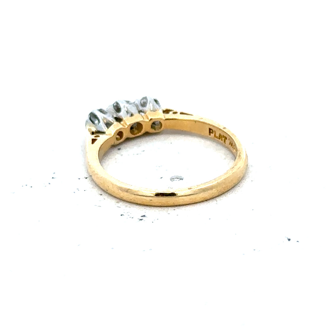 18ct yellow gold diamond ring, size J, unbranded, with sparkling diamonds, weighing 2.5 grams.