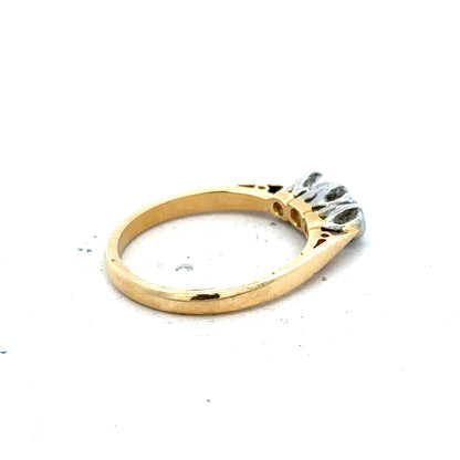 18ct yellow gold diamond ring in size J with a sleek band, weighing 2.5g, featuring sparkling diamonds on a stylish ring.