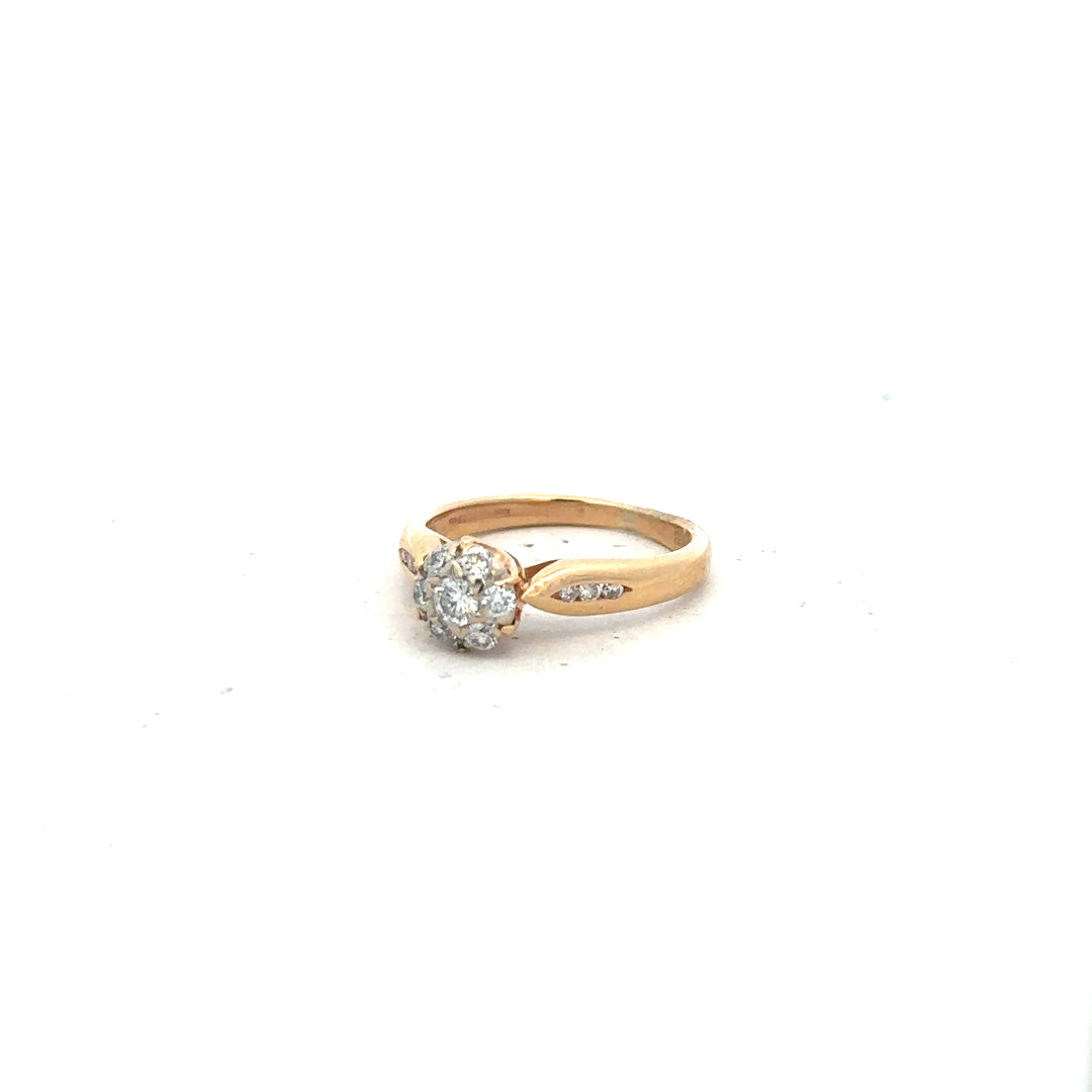 18ct yellow gold diamond ring in size J with sparkling diamonds, elegant and classic jewelry piece.