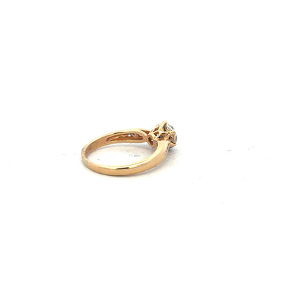18ct yellow gold diamond ring in size J with sparkling diamonds, elegant jewelry piece showcasing fine craftsmanship.