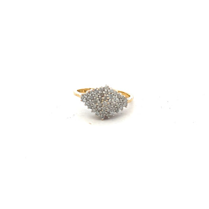 18ct yellow gold diamond ring in size J with sparkling diamonds, unbranded jewelry piece.