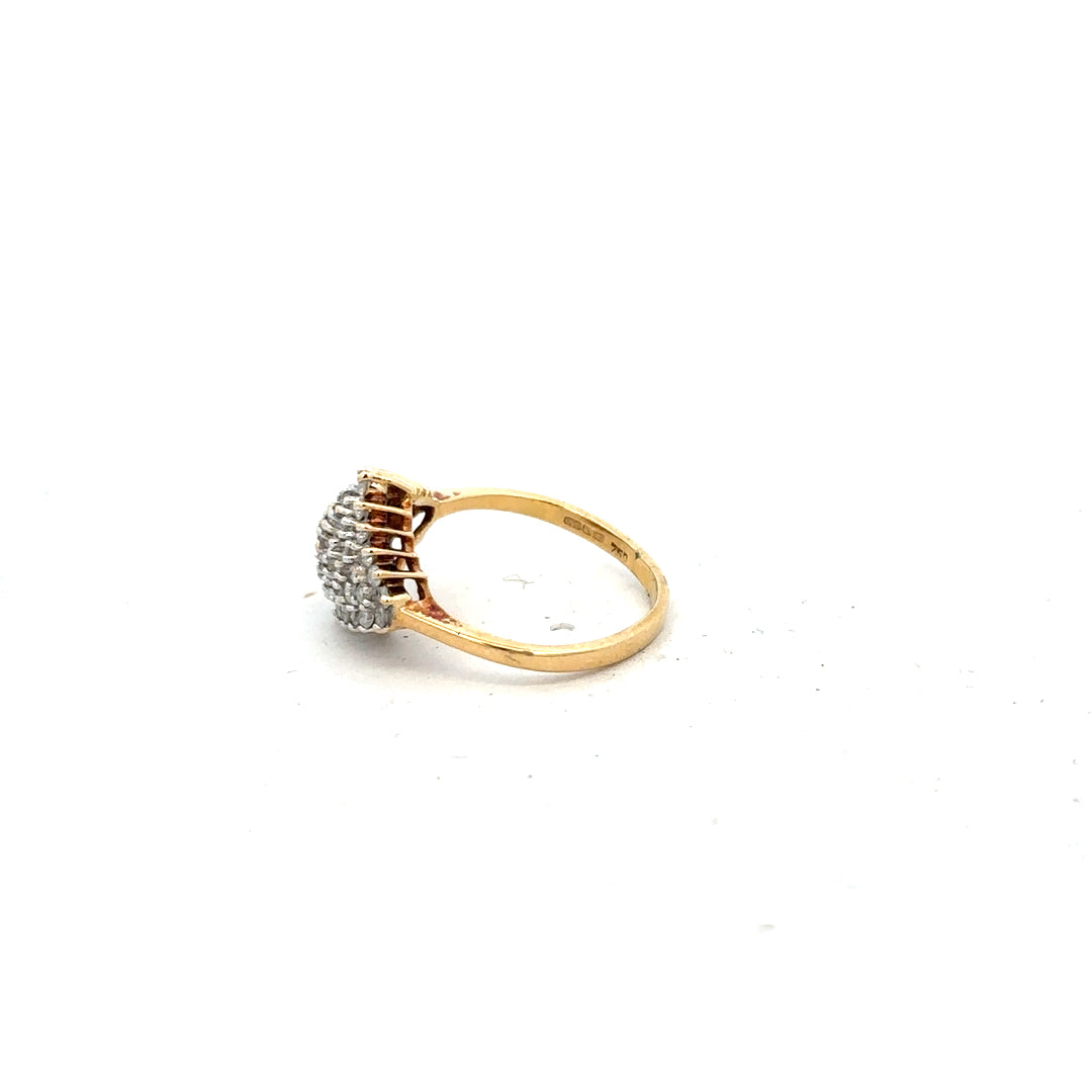 18ct yellow gold diamond ring in size J, featuring a sparkling gemstone design, unbranded jewelry piece with elegant craftsmanship.