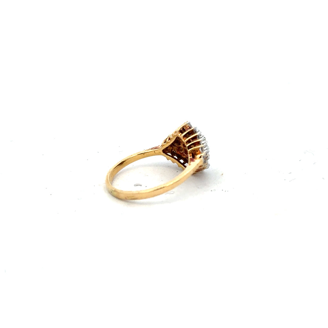 18ct yellow gold diamond ring in size J with sparkling diamonds, crafted in elegant unbranded jewelry style.