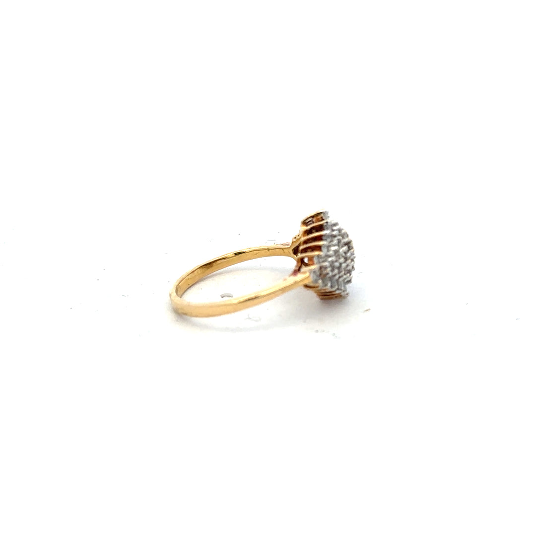 18ct yellow gold diamond ring in size J with sparkling diamonds, unbranded jewelry piece.