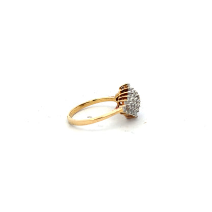 18ct yellow gold diamond ring in size J with sparkling diamonds, unbranded jewelry piece.
