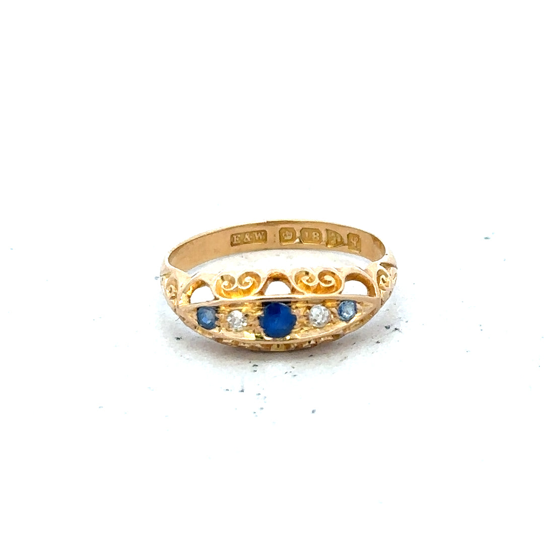 18ct yellow gold diamond ring in size J with sparkling diamonds, unbranded jewelry, elegant and classic design.