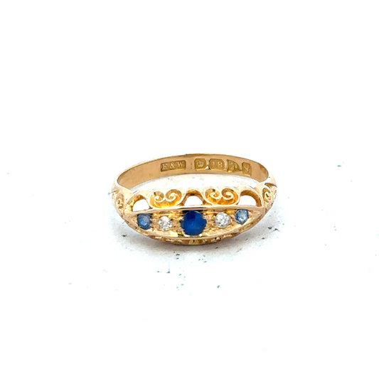 18ct yellow gold diamond ring in size J with sparkling diamonds, unbranded jewelry, elegant and classic design.