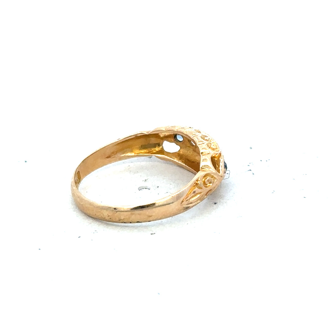 18ct yellow gold diamond ring in size J with sparkling diamonds, featuring a classic and elegant design.