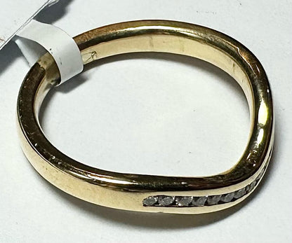 18ct yellow gold diamond ring in size K with sparkling diamonds, unbranded jewelry piece.