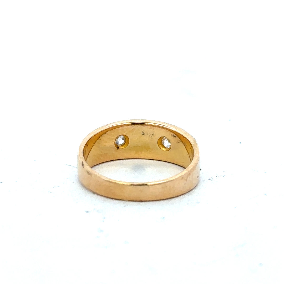18ct yellow gold diamond ring in size K with intricate design, featuring sparkling diamonds on a stylish unbranded jewelry piece.