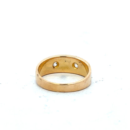 18ct yellow gold diamond ring in size K with intricate design, featuring sparkling diamonds on a stylish unbranded jewelry piece.