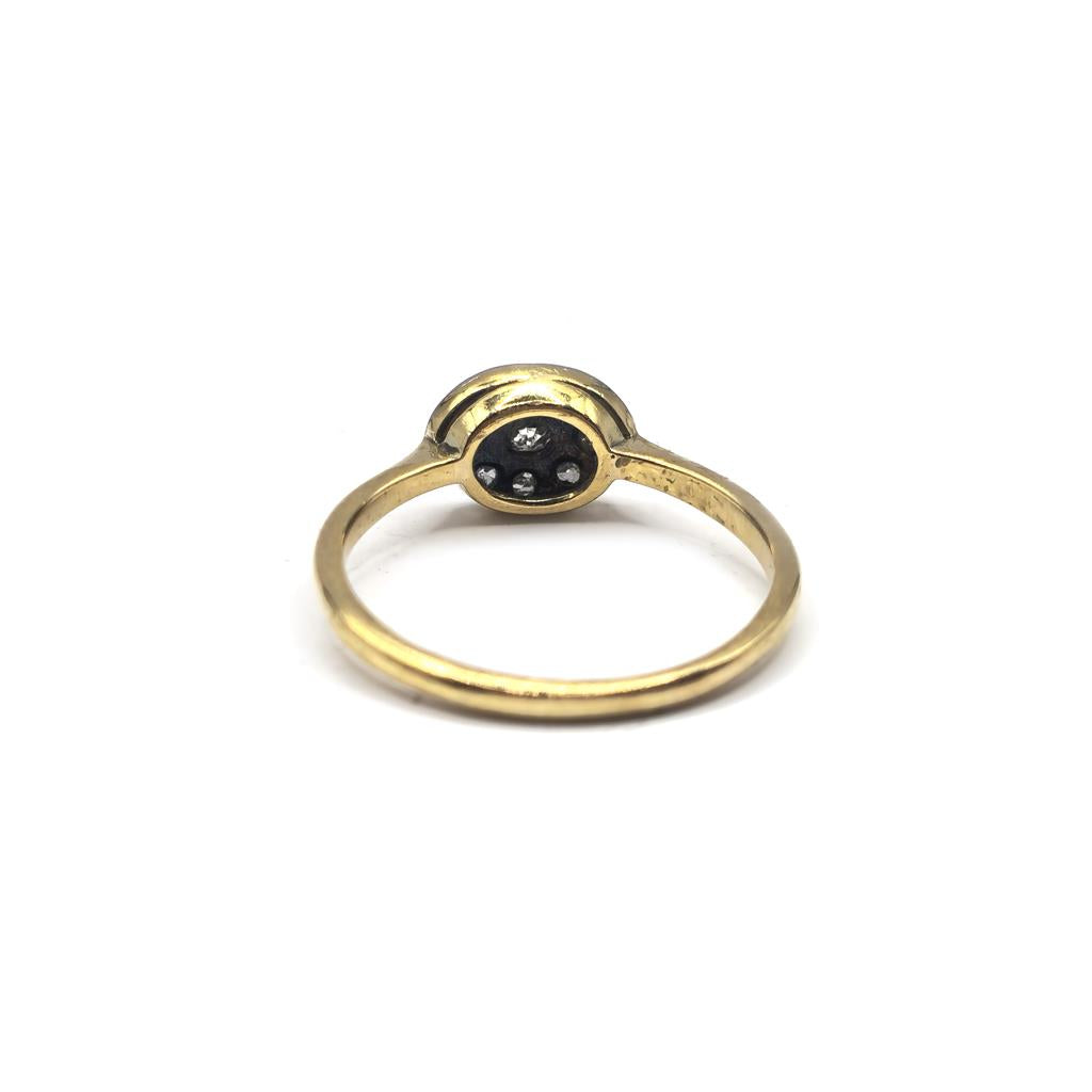 18ct yellow gold diamond ring in size K1/2, featuring a sleek design and sparkling diamonds, unbranded jewelry accessory.