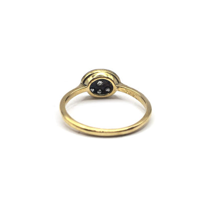 18ct yellow gold diamond ring in size K1/2, featuring a sleek design and sparkling diamonds, unbranded jewelry accessory.