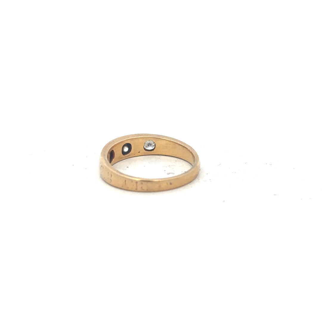 18ct yellow gold diamond ring in size K1/2, featuring sparkling diamonds and a classic band design.