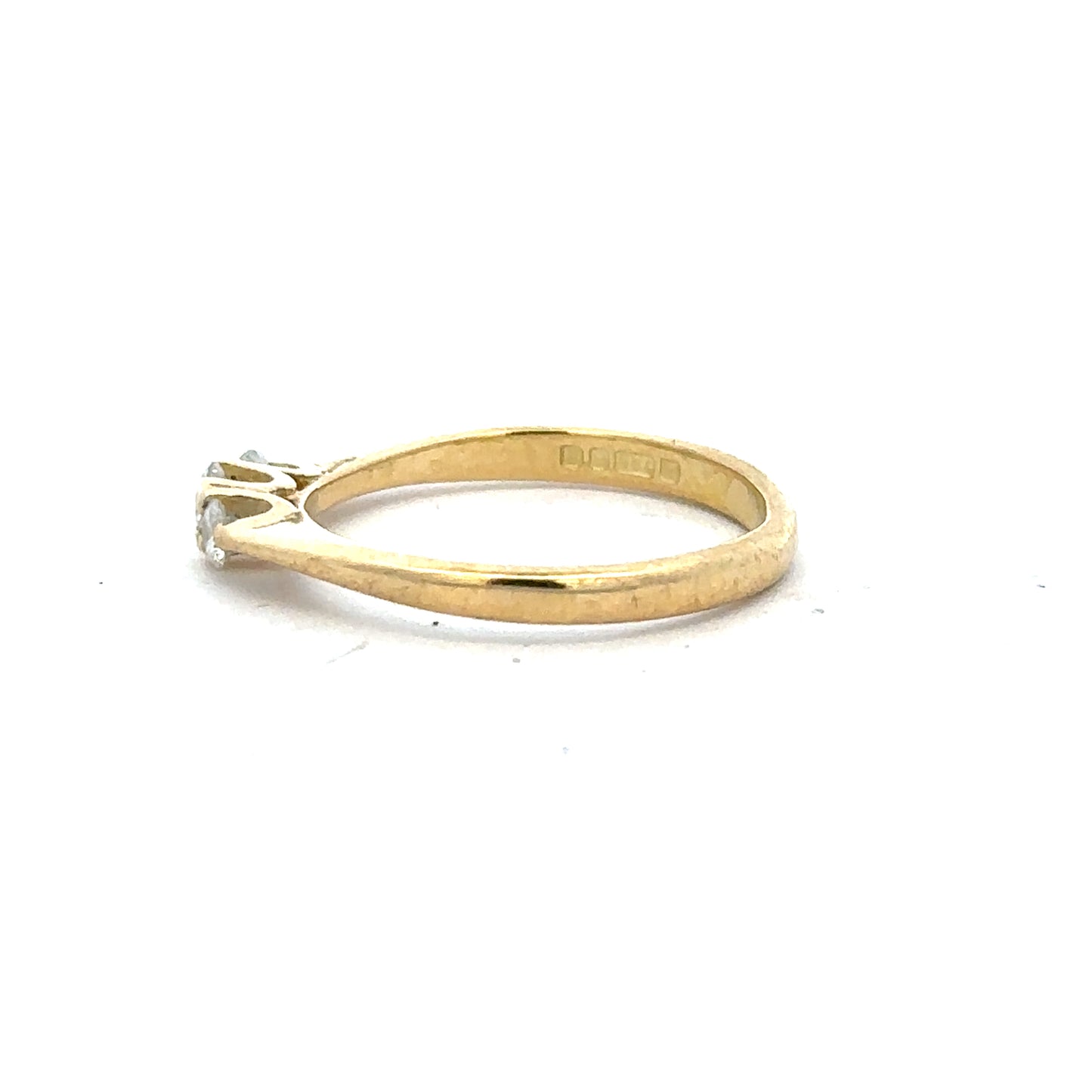 18ct yellow gold diamond ring in size L with sparkling diamonds, featuring a sleek and elegant design.