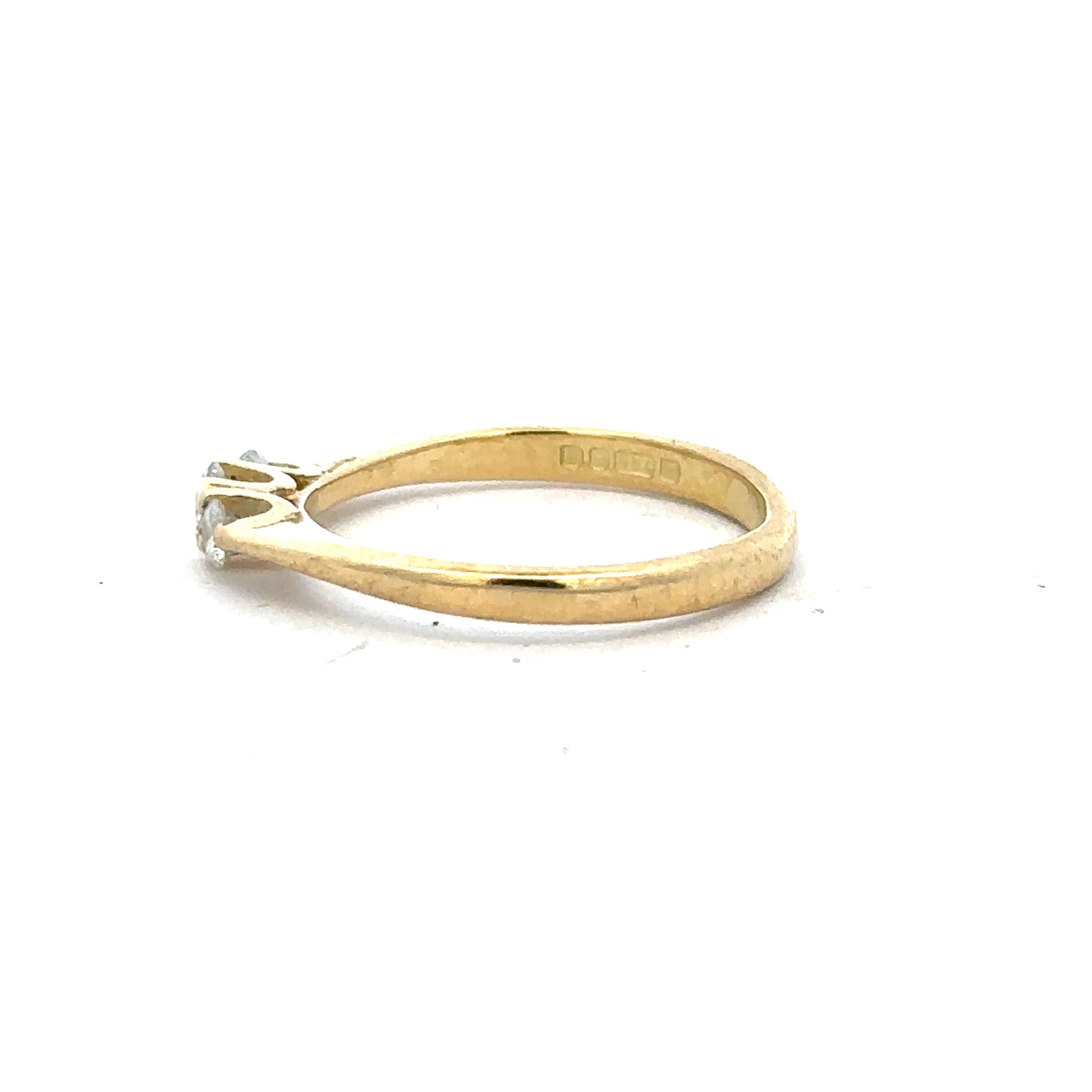 18ct yellow gold diamond ring in size L with sparkling diamonds, featuring a sleek and elegant design.