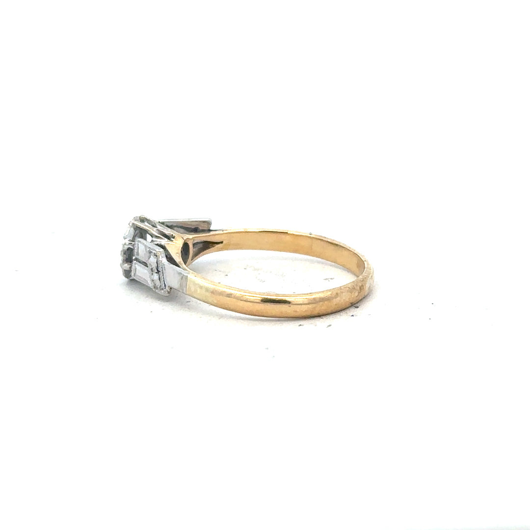 18ct yellow gold diamond ring, size L, showcasing a sparkling diamond set in a classic band design.