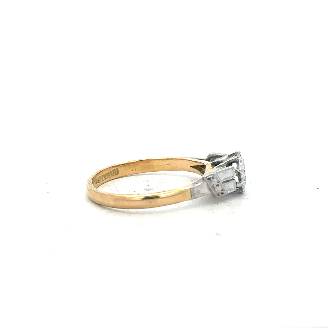 18ct yellow gold diamond ring in size L, featuring a sparkling diamond setting, unbranded jewelry piece.