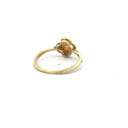 18ct yellow gold diamond ring in size L with sparkling diamonds, showcasing elegant jewelry design.